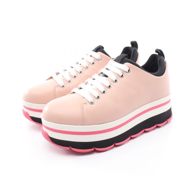 プラダ PRADA 厚底 スニーカー 靴 レザー レディース ピンク系 【中古】