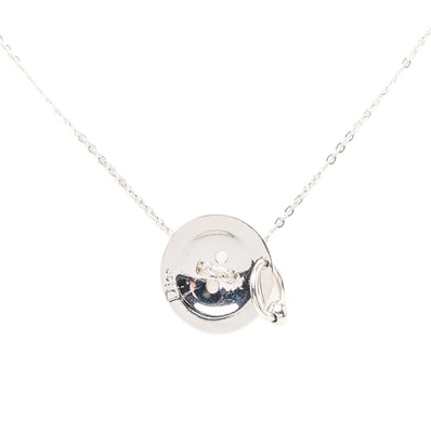 ディオール ボタンモチーフ チェーン ペンダント ネックレス シルバー メタル レディース Dior 【中古】
