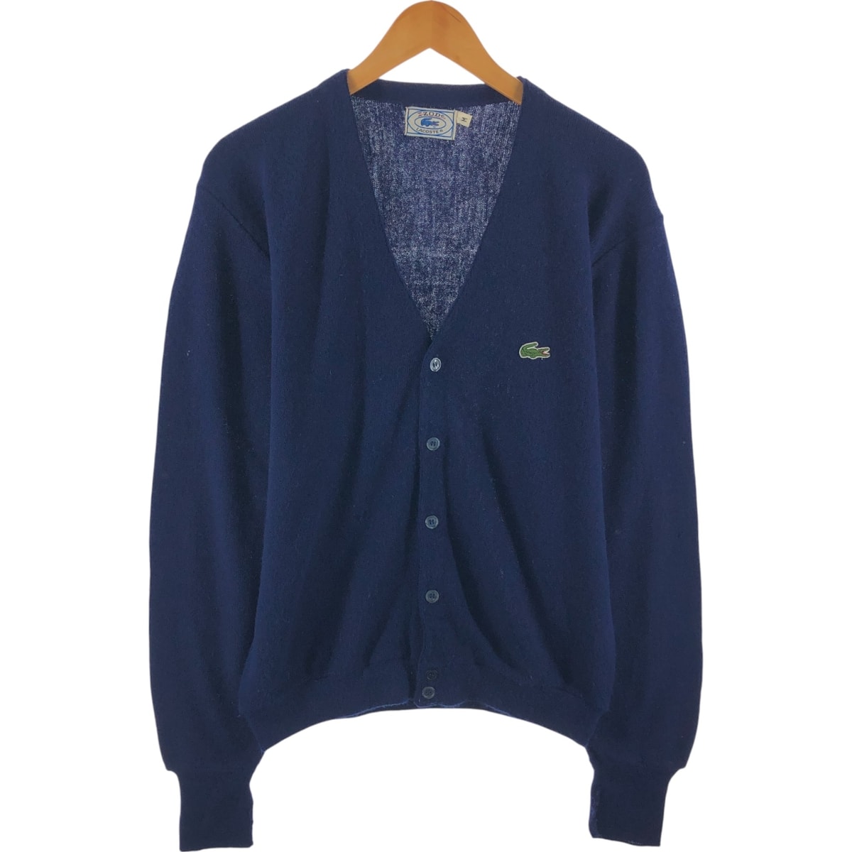古着 70~80年代 ラコステ LACOSTE IZOD アクリルニットカーディガン USA製 メンズM相当 ヴィンテージ/eaa526069