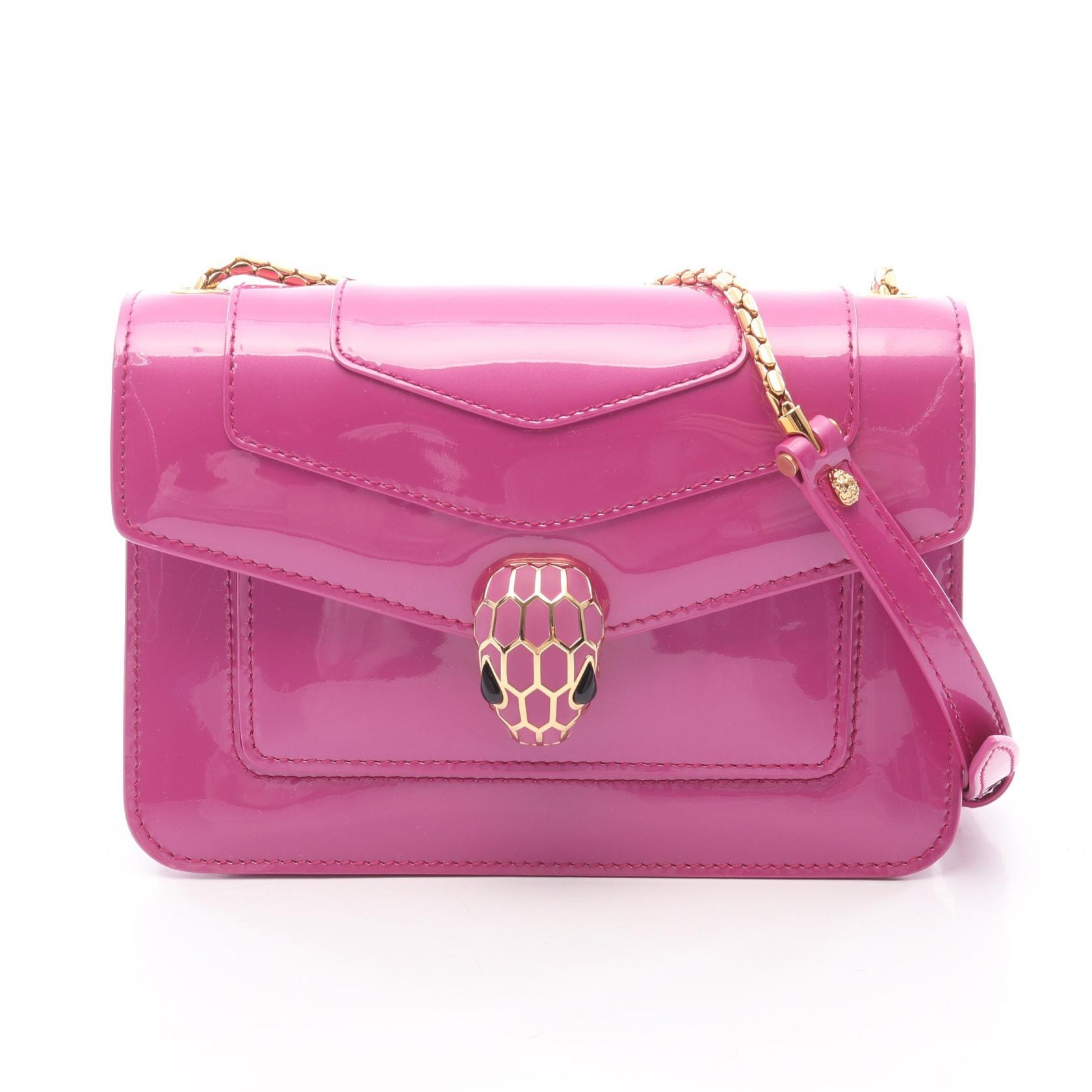 ブルガリ BVLGARI セルペンティ フォーエバー ショルダーバッグ バッグ パテントレザー レディース ピンク系 【中古】