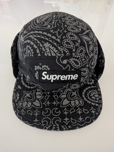 Supreme Reflective Bandana Sunshield Camp Cap "Black"
