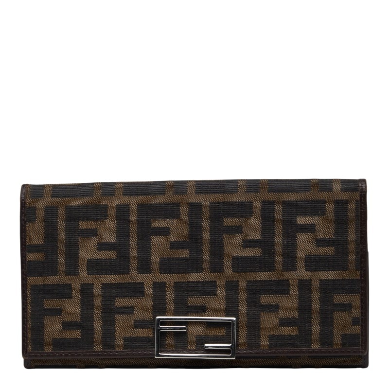 フェンディ ズッカ 長財布 15828 ブラウン キャンバス レザー レディース FENDI 【中古】