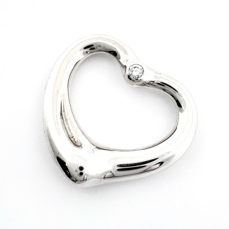 【鑑定済み】TIFFANY&CO オープンハート エルサペレッティ ペンダントトップ Ag925 シルバー925 1P ダイヤモンド ティファニー 正規品