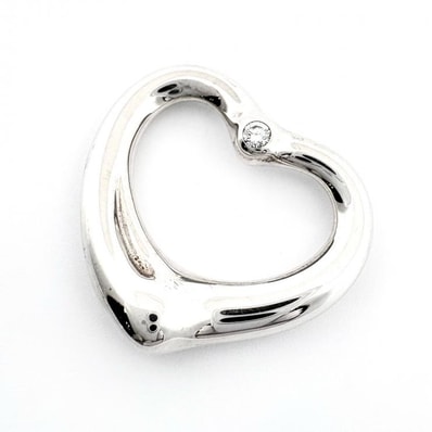 【鑑定済み】TIFFANY&CO オープンハート エルサペレッティ ペンダントトップ Ag925 シルバー925 1P ダイヤモンド ティファニー 正規品