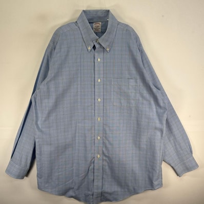 古着 ブルックスブラザーズ Brooks Brothers 長袖シャツ チェック 胸ポケ ボタンダウン L ブルー系 マルチカラー メンズ