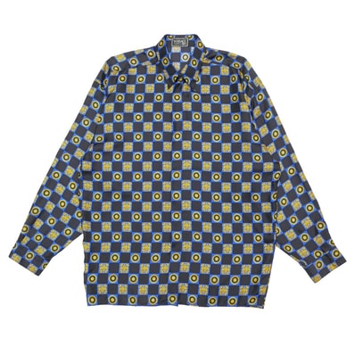 ■美品■VERSACE ヴェルサーチ ヴィンテージ VERSACE CLASSIC V2 長袖シャツ サイズIII/M バロック チェック 総シルク ブランド古着【中古】20260529/RA9551