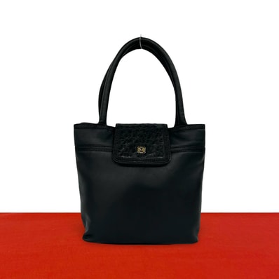 LOEWE ロエベ アナグラム ロゴ 金具 レザー オーストリッチ ハンドバッグ ブラック
17657