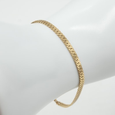 Christian Dior(クリスチャンディオール)ヴィンテージ チェーンブレスレット ゴールドカラー ヘリンボーン レディース 18cm【中古】