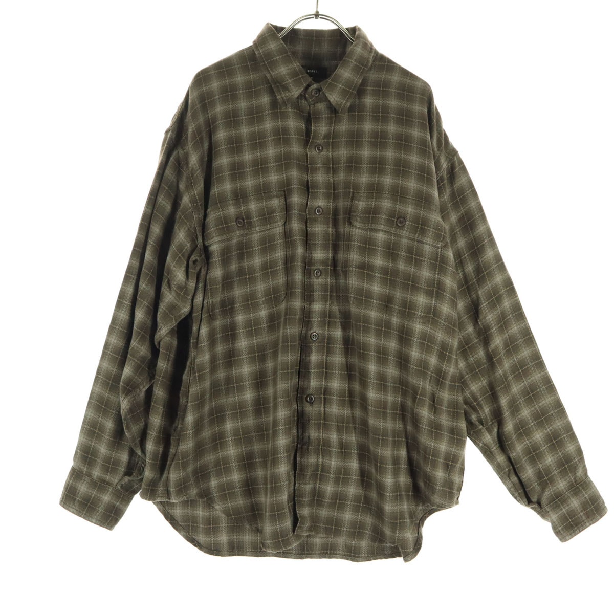 美品 BEAMS ビームス チェック柄 長袖 シャツ M ブラウン