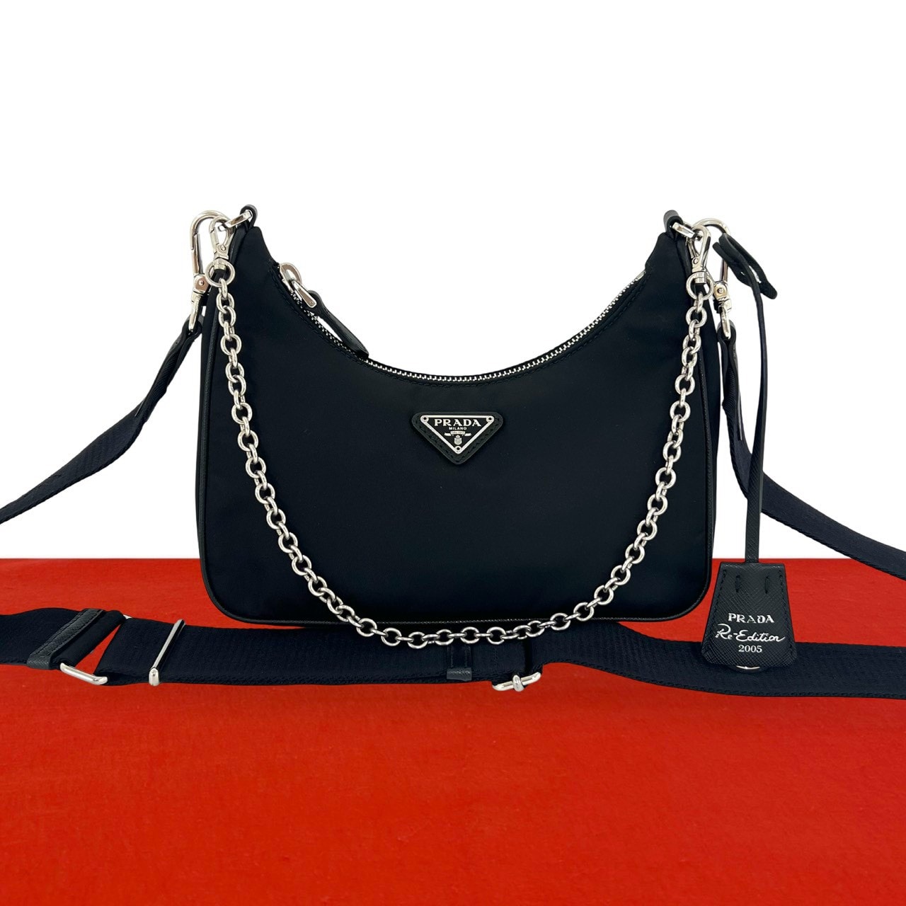 PRADA プラダ Re-Edition 2005 Re-Nylon ナイロン レザー ショルダーバッグ ブラック
 22372