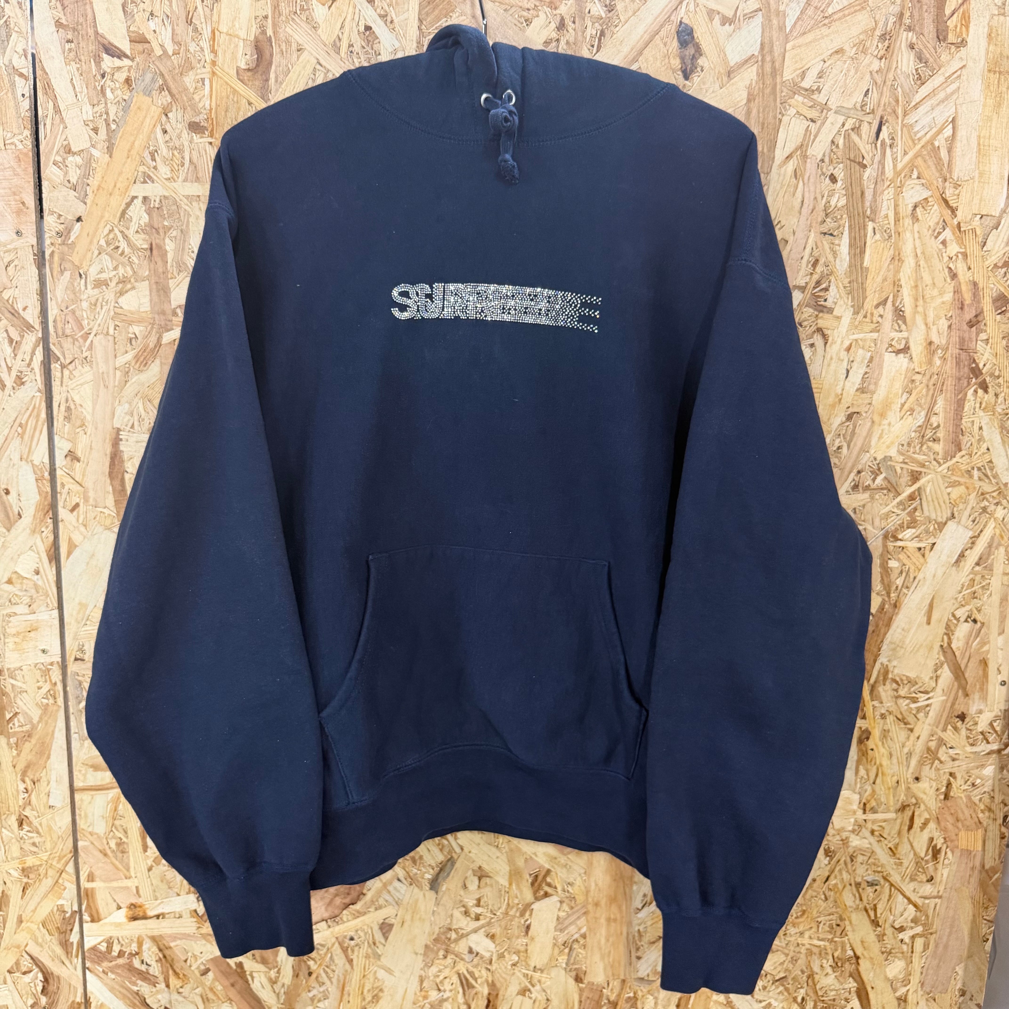 Supreme x Swarovski Motion Logo Hooded Sweatshirt "Navy"