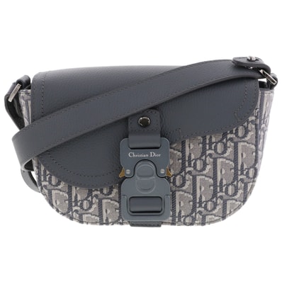 【値下げ】 Dior ディオール オブリーク サドル ショルダーバッグ ショルダーバッグ キャンバス グレー レディース【中古】