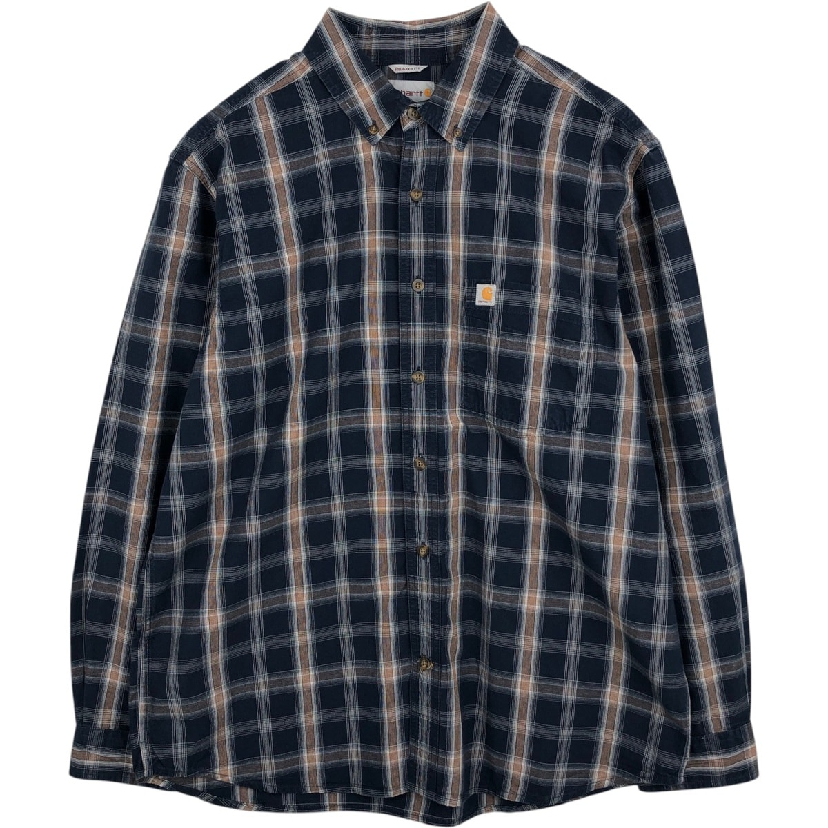古着 カーハート Carhartt RELAXED FIT チェック柄 長袖 ボタンダウン ワークシャツ メンズL相当/eaa632058