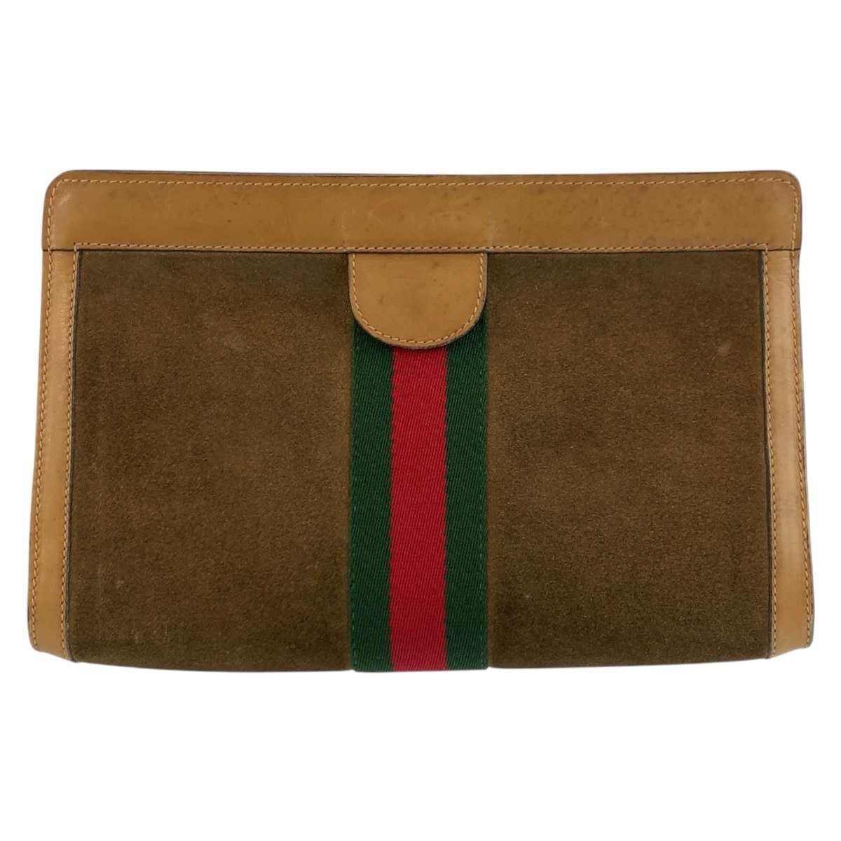 GUCCI グッチ ヴィンテージ シェリーライン ブラウン キャメル スウェード レザー/ クラッチバッグ セカンドバッグ 603365 【中古】