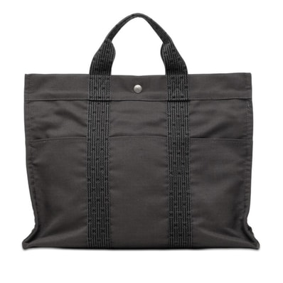 エルメス エールラインMM トートバッグ ハンドバッグ グレー系 キャンバス レディース HERMES 【中古】