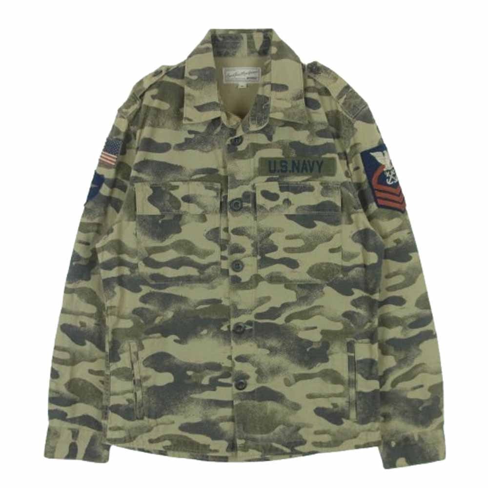 AVIREX アヴィレックス 6165100 カモ柄 ミリタリー 長袖 シャツ ジャケット コットン 中国製 カーキ系 M【中古】