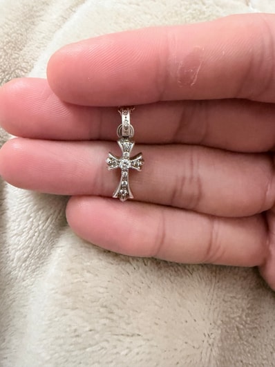 Chrome Hearts Baby Fat Cross Pave Diamond Charm "Silver"