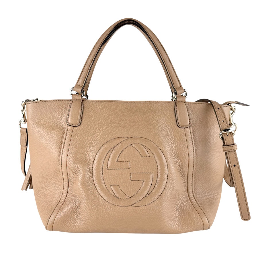 グッチ GUCCI ハンドバッグ ショルダーバッグ レザー ベージュ レディース 369175【中古】 z8653