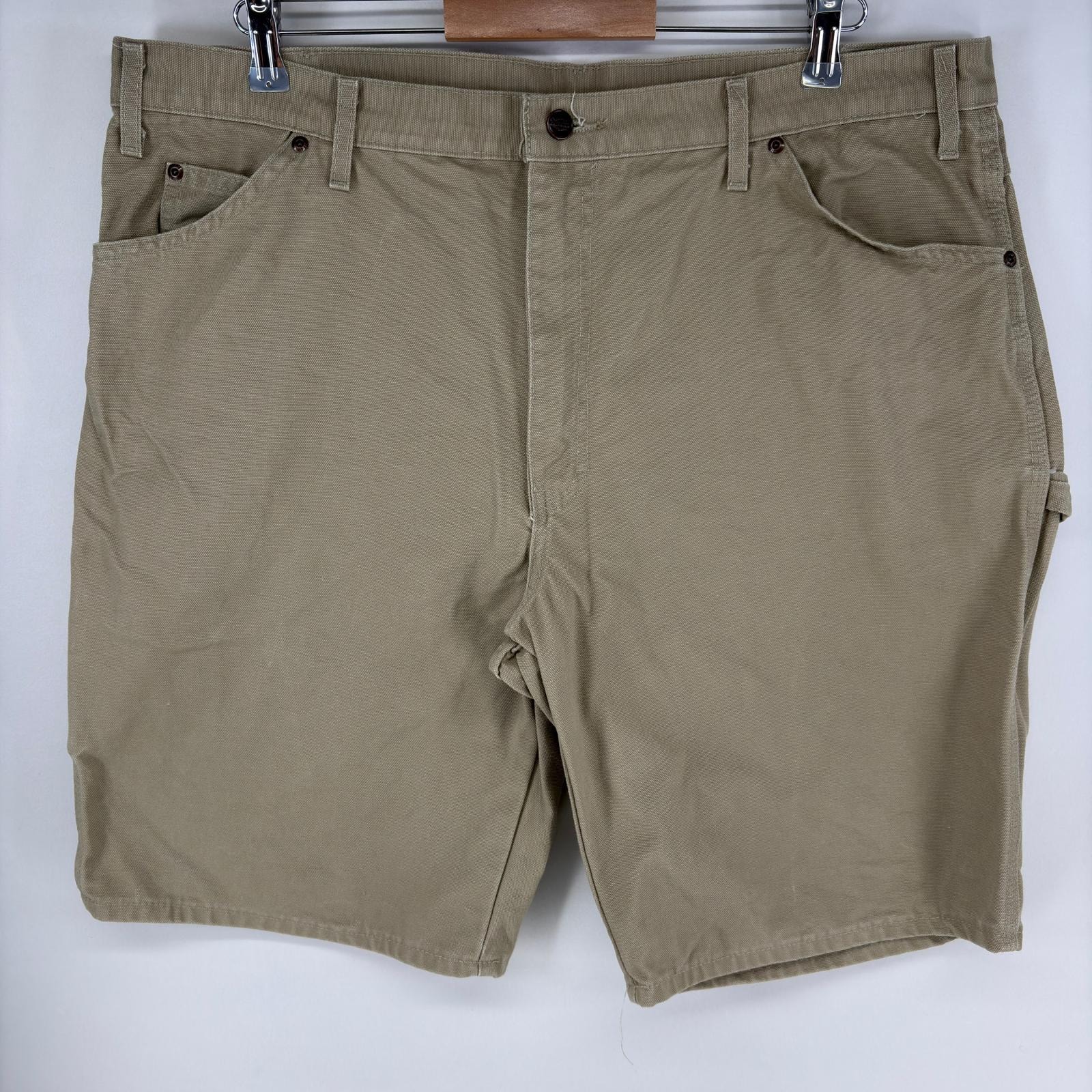 古着 ディッキーズ Dickies ダック パンツ ペインター ワンポイントロゴ ショーツ ハーフパンツ ジップ w40  ベージュ系 メンズ