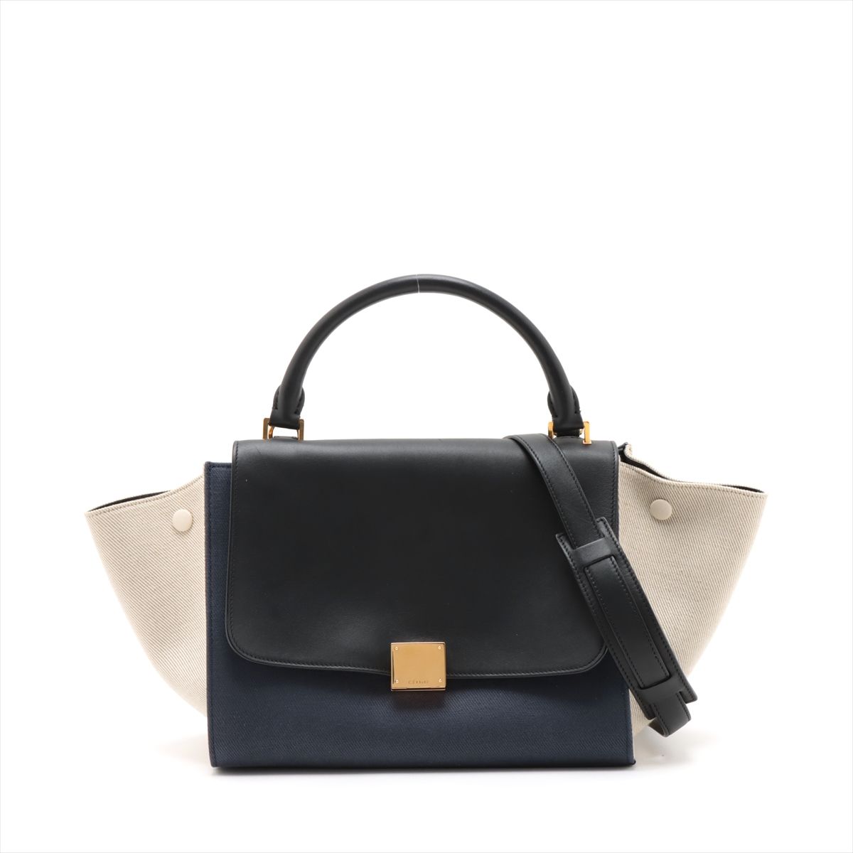 ■極美品 セリーヌトラペーズ ショルダーバッグ レザー×キャンバス