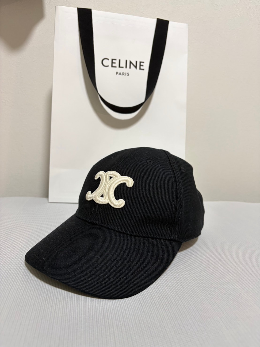 CELINE Triomphe Baseball Cap in Cotton "Black"