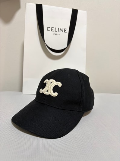 CELINE Triomphe Baseball Cap in Cotton "Black"