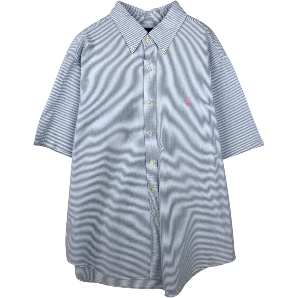 古着 ラルフローレン Ralph Lauren CLASSIC FIT シアサッカー 半袖 ボタンダウン ストライプシャツ メンズXL相当/eaa644871