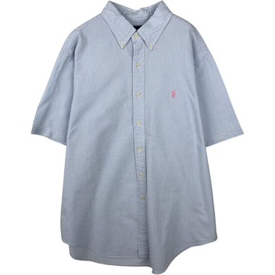 古着 ラルフローレン Ralph Lauren CLASSIC FIT シアサッカー 半袖 ボタンダウン ストライプシャツ メンズXL相当/eaa644871