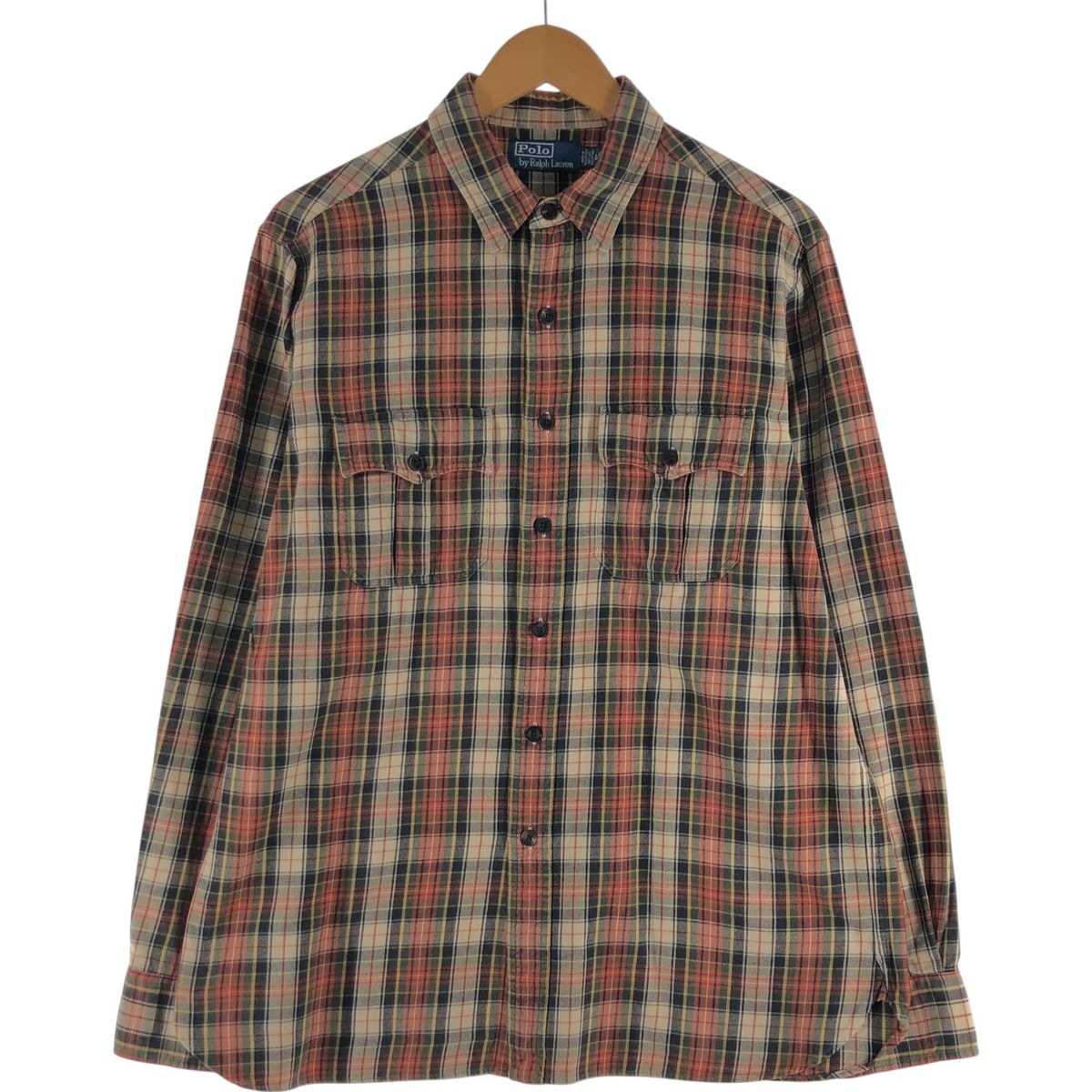 古着 ラルフローレン Ralph Lauren POLO by Ralph Lauren 長袖 ライトネルチェックシャツ メンズL相当/eaa541042