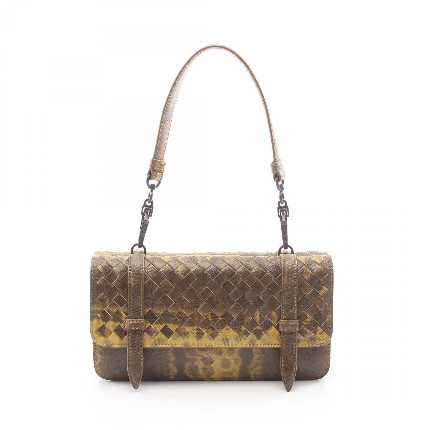 ボッテガヴェネタ BOTTEGA VENETA デュオ ハンドバッグ バッグ エキゾチックレザー レディース イエロー系 / ブラウン系 329755 【中古】