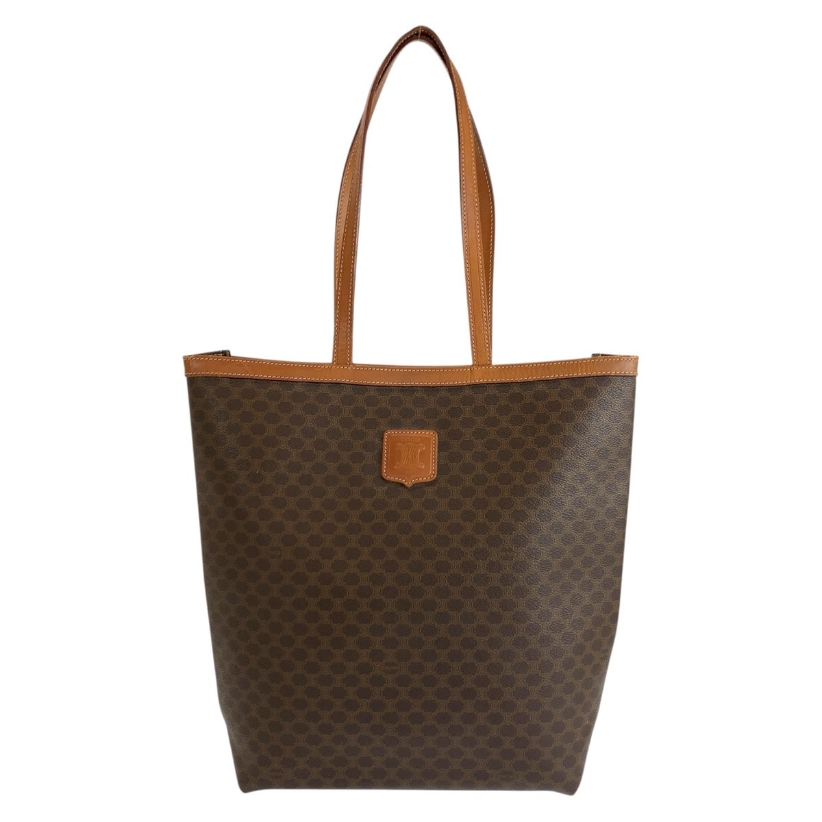 美品 CELINE セリーヌ マカダム ブラウン PVC レザー/ トートバッグ ショルダーバッグ 604618 【中古】