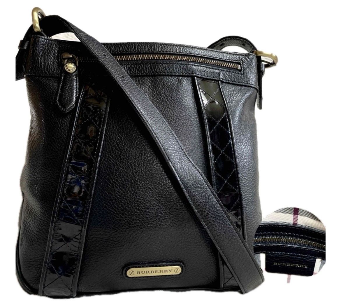 BURBERRY レザー ノバチェック ショルダーバッグ ベルト ブラック