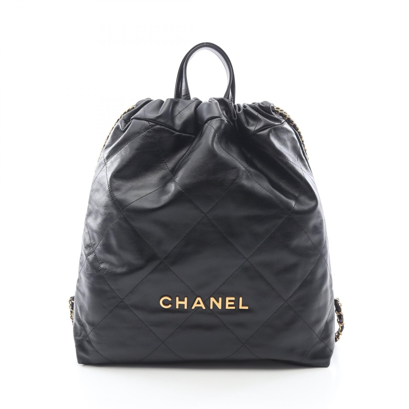シャネル CHANEL シャネル 22 ラージ リュックサック バックパック バッグ レザー レディース ブラック系 AS3313 【中古】