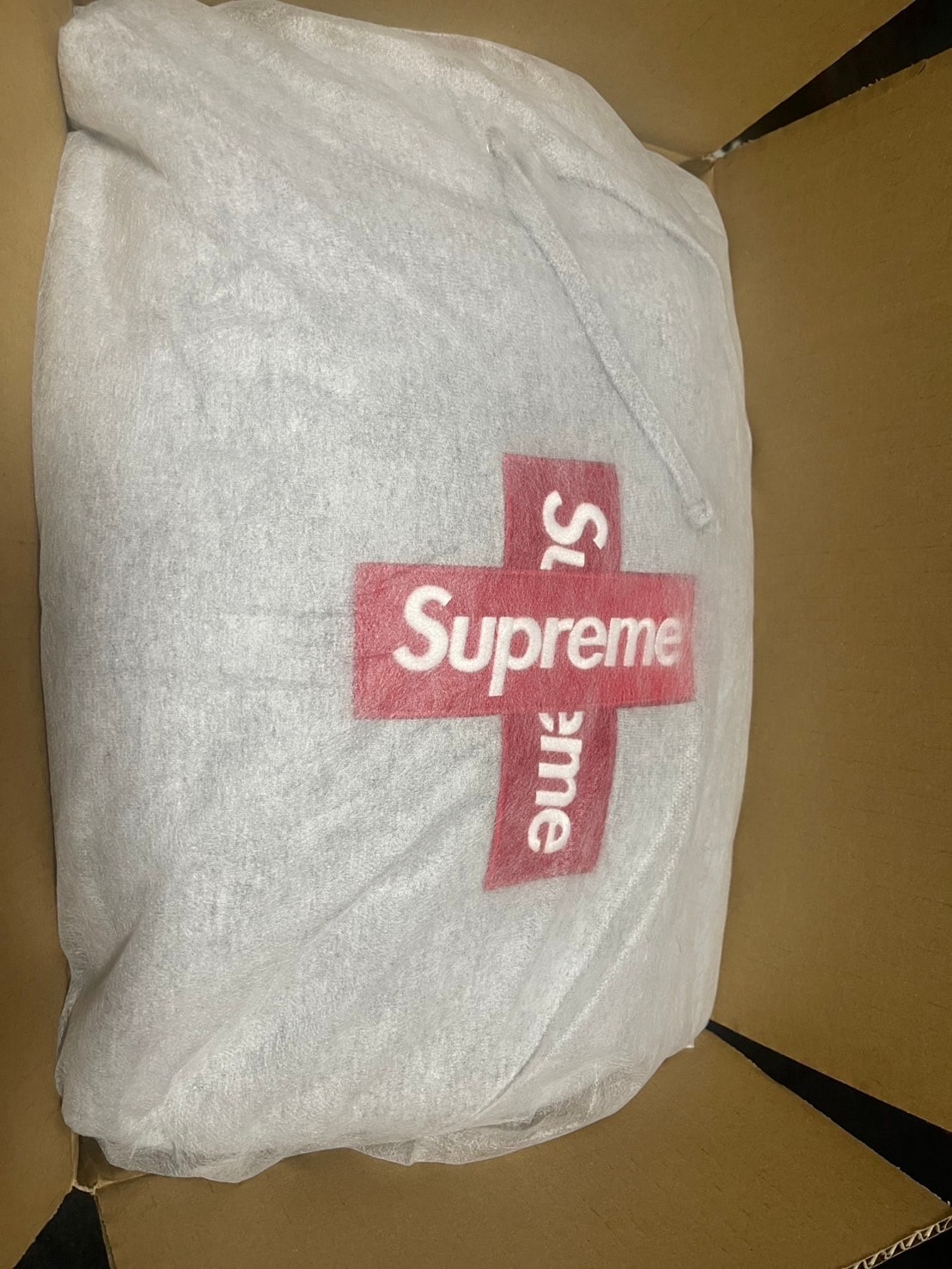 Supreme Cross Box Logo Hooded Sweatshirt "Grey"
