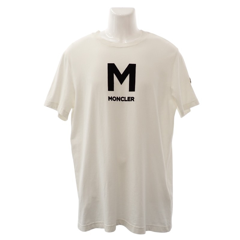 モンクレール ロゴTシャツ L コットン ホワイト メンズ【中古】【Aランク】