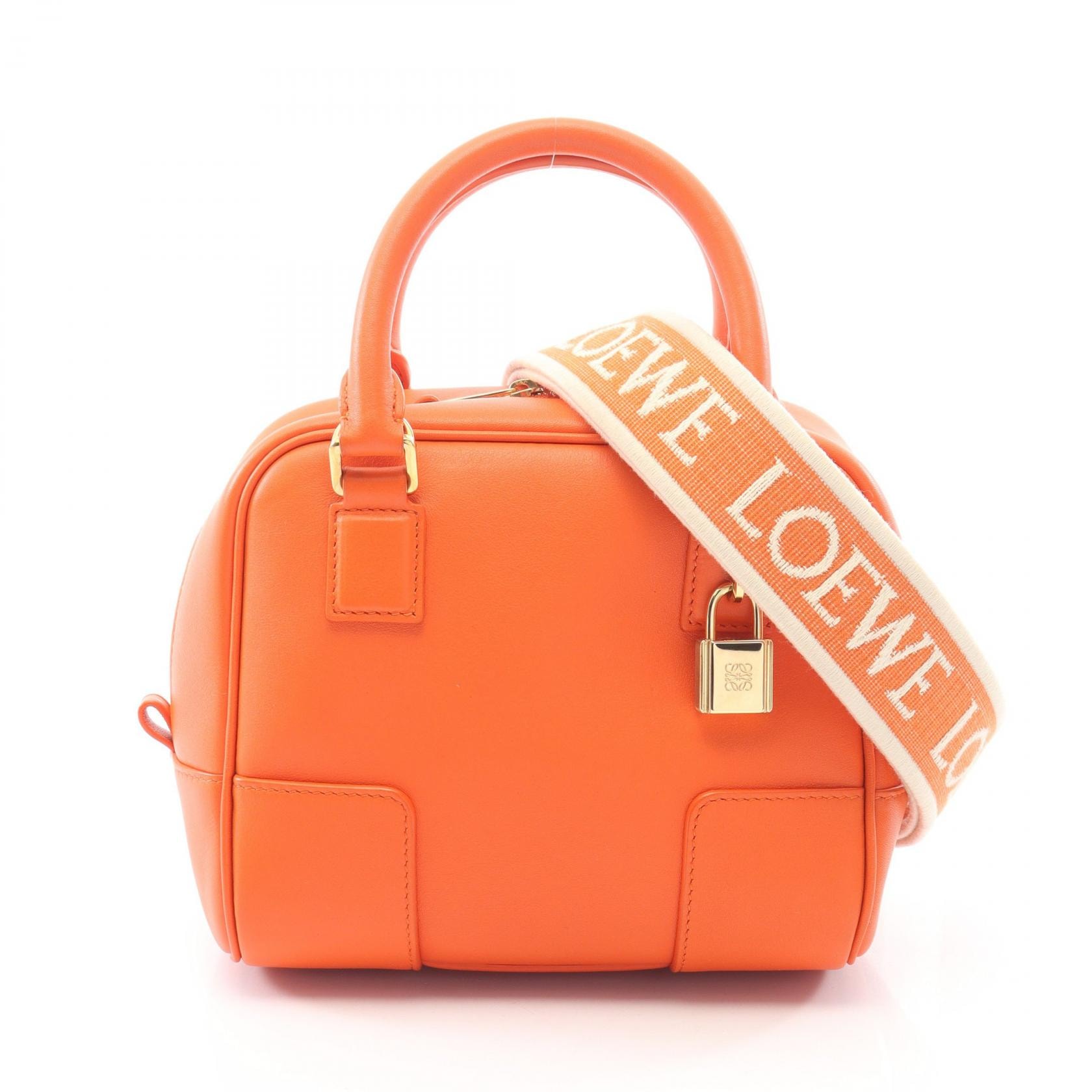 ロエベ LOEWE アマソナ16 2WAY ハンドバッグ バッグ レザー レディース オレンジ系 【中古】