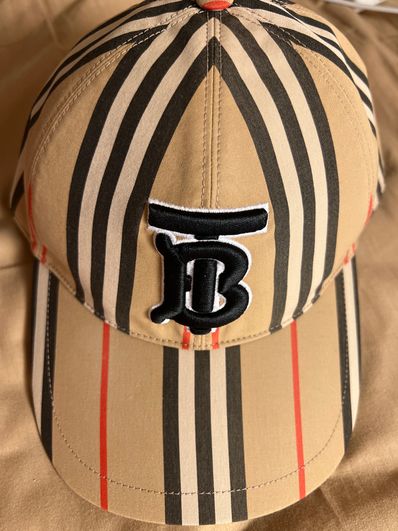 Burberry Stripe TB Baseball Cap "Archive Beige"