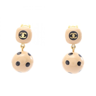 シャネル CHANEL ココマーク ドット スウィング イヤリング ジュエリー GP(ゴールドメッキ) プラスチック レディース ベージュ系 / ブラック系 / ゴールド系 【中古】