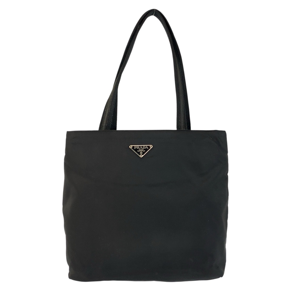 PRADA プラダ テスート 三角ロゴプレート ブラック 黒 シルバー金具 ナイロン トートバッグ ショルダーバッグ 600213 【中古】