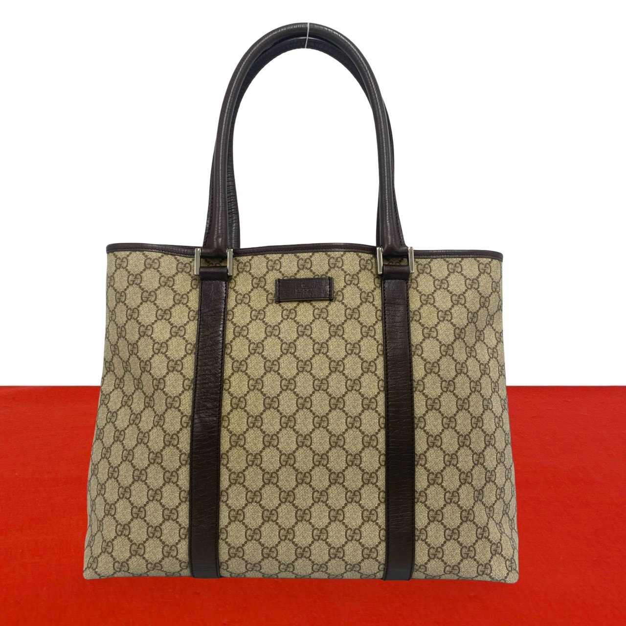 GUCCI グッチ GGスプリーム ロゴ レザー ポリウレタン トートバッグ ブラウン
44472