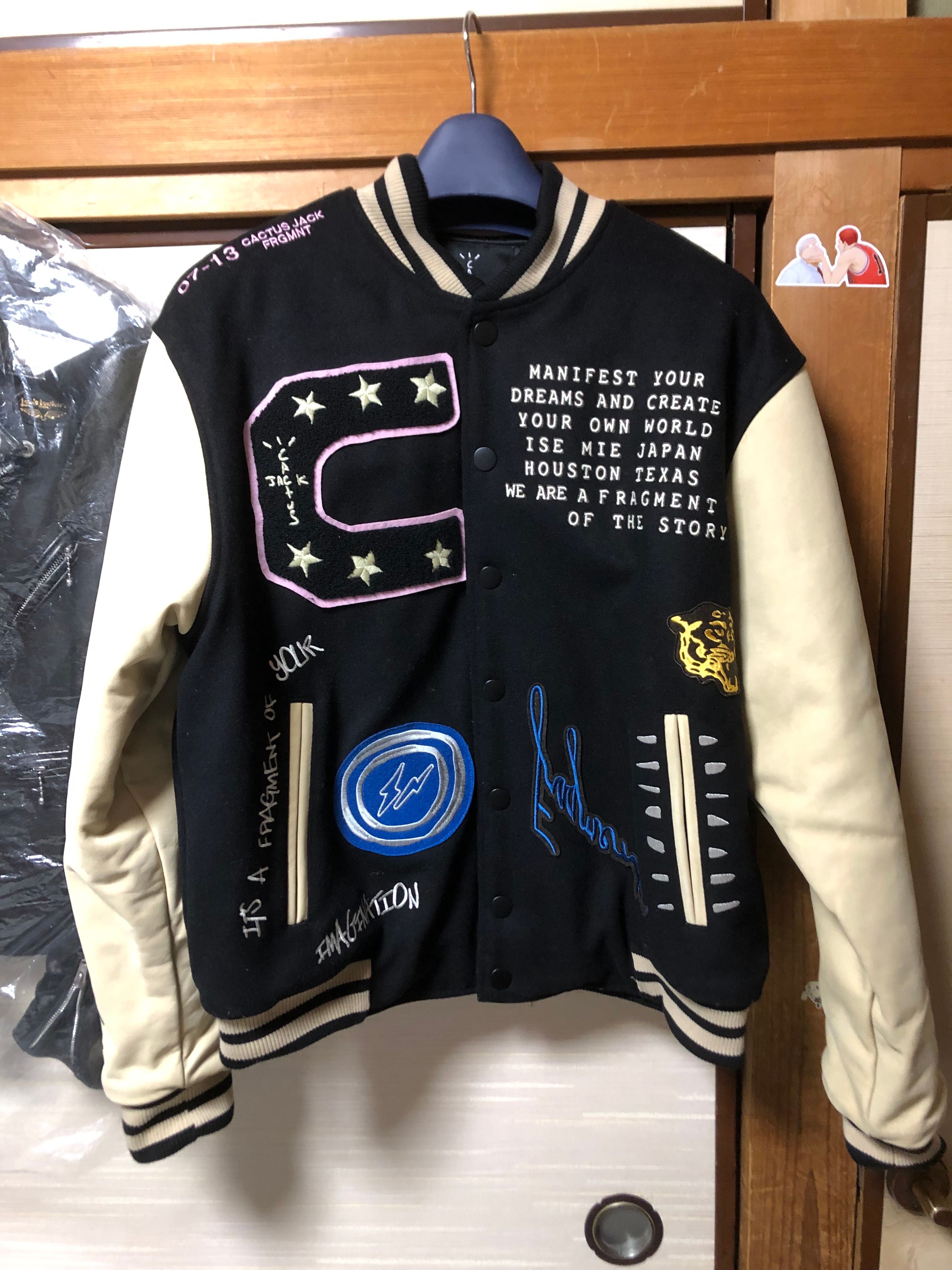 Travis Scott Cactus Jack For Fragment Manifest Letterman Jacket "Black"