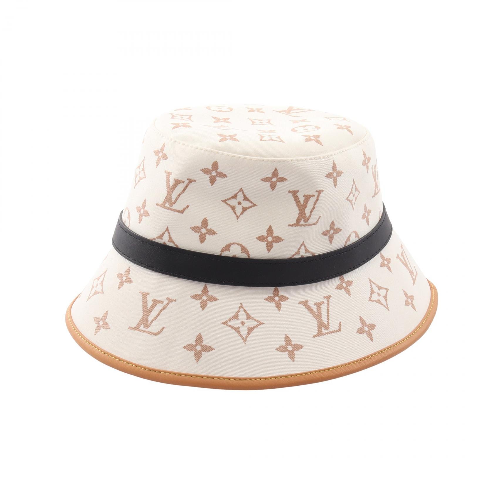 ルイ・ヴィトン LOUIS VUITTON ドーフィーヌ バケット ハット 帽子 レザー コットン レディース ホワイト系 / ブラウン系 / ブラック系 M7295M 【中古】