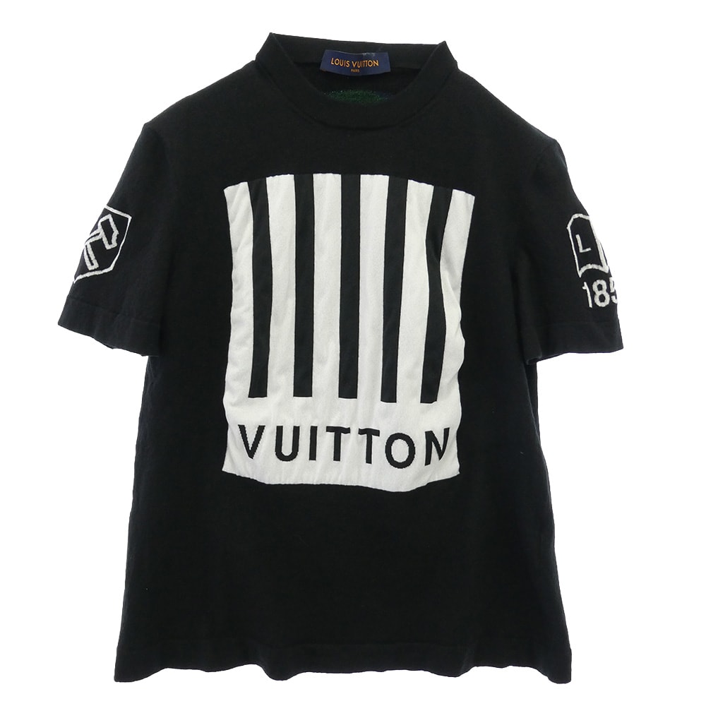 LOUIS VUITTON ルイ・ヴィトン 19AW HHN02W Barcode and Earth Knit Tee Shirt バーコード アンド アース ニット 半袖 Tシャツ ブラック系 XL【中古】