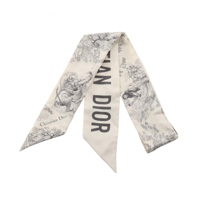 ディオール Dior ミッツァ トワル ドゥ ジュイ リボン スカーフ 衣料品 シルク レディース アイボリー系 / グレー系 【中古】