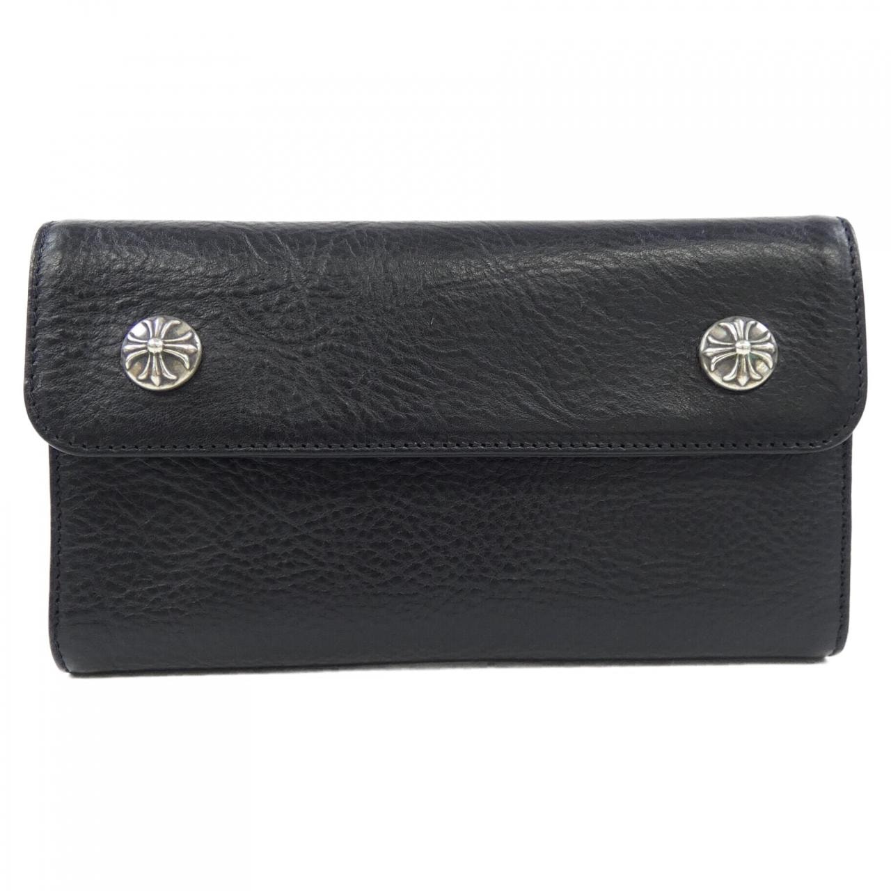 Chrome Hearts Wave Cross Ball Button Leather Wallet "Black/Silver"