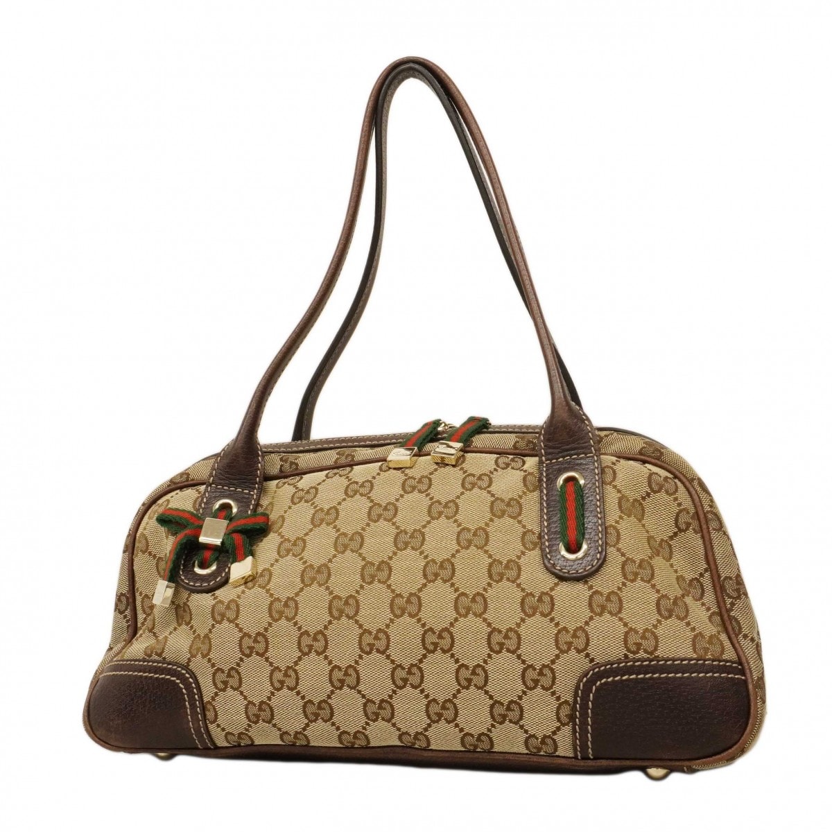 【6db2208-k】グッチ ハンドバッグ GGキャンバス/シェリーライン プリンシー 161720 キャンバス ブラウン シャンパンゴールド金具【中古】レディース
