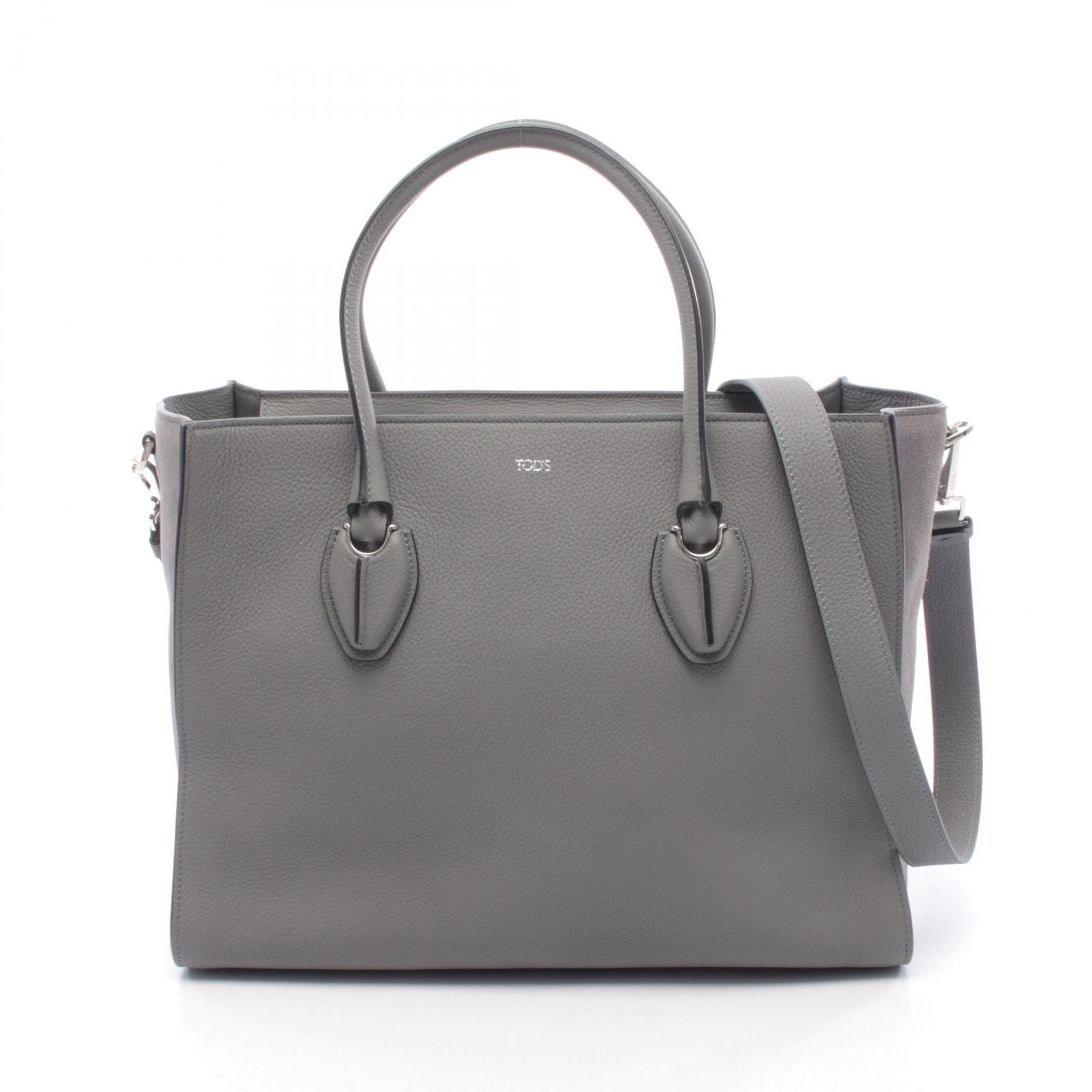 トッズ TOD'S トートバッグ バッグ レザー スウェード レディース グレー系 【中古】