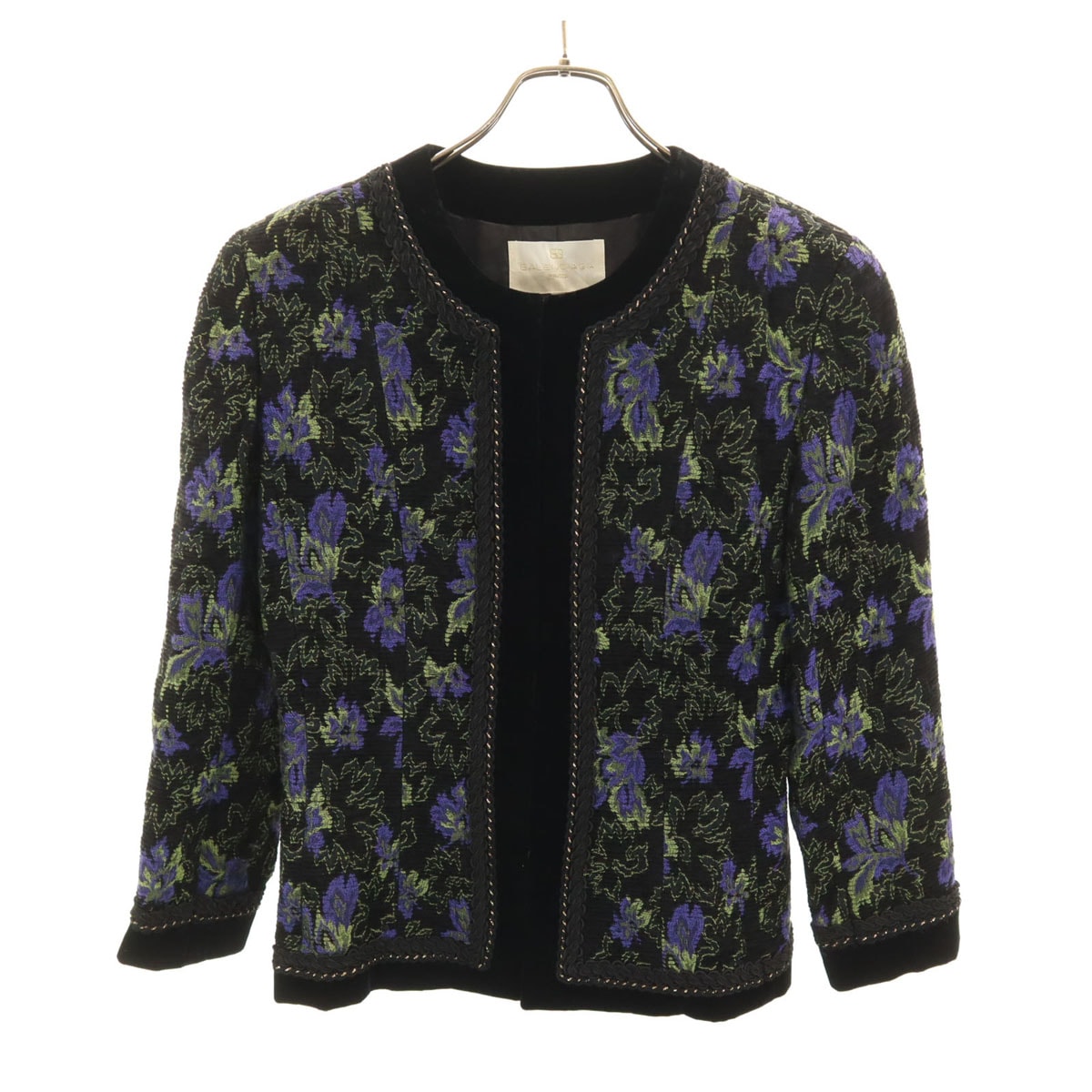 BALENCIAGA バレンシアガ 90s オールド 花柄 ジャガード ノーカラージャケット 11 ブラック
