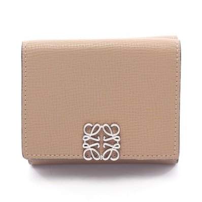 ロエベ LOEWE アナグラム トライフォールド ウォレット 三つ折り財布 財布 レザー レディース ブラウン系 C821TR2X1 【中古】