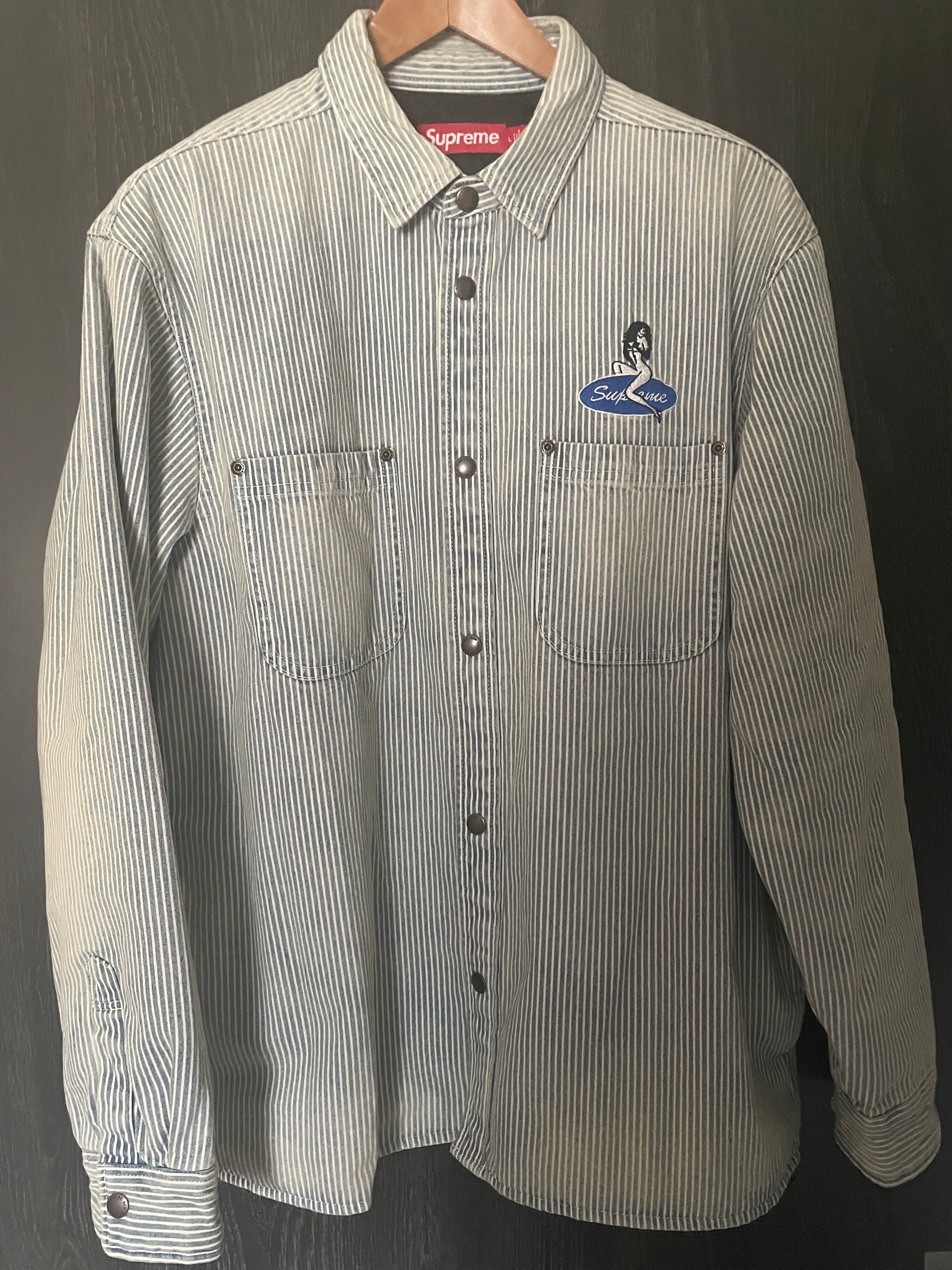 Supreme Quilted Lined Denim Snap Shirt "Stripe"